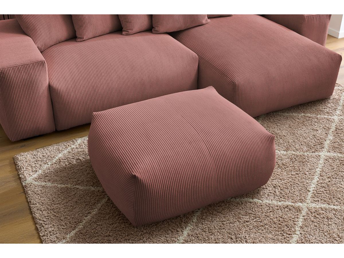 Canapé d'angle réversible convertible coffre VOLTAIRE avec pouf