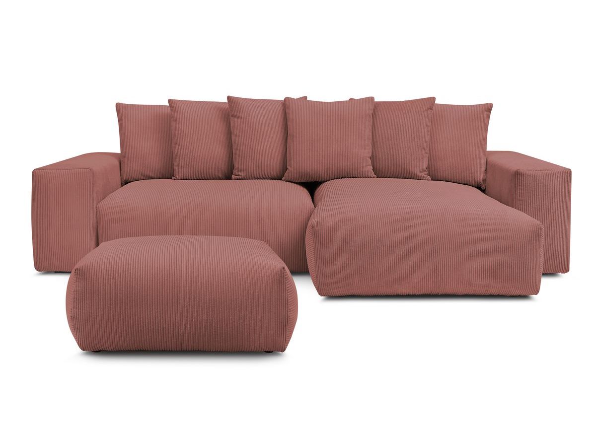 Canapé d'angle réversible convertible coffre VOLTAIRE avec pouf