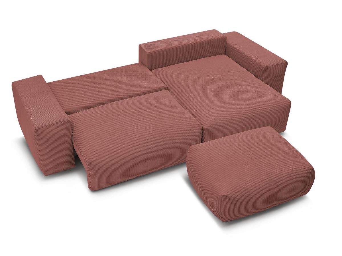 Canapé d'angle réversible convertible coffre VOLTAIRE avec pouf