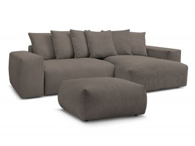 Canapé d'angle réversible convertible coffre VOLTAIRE avec pouf