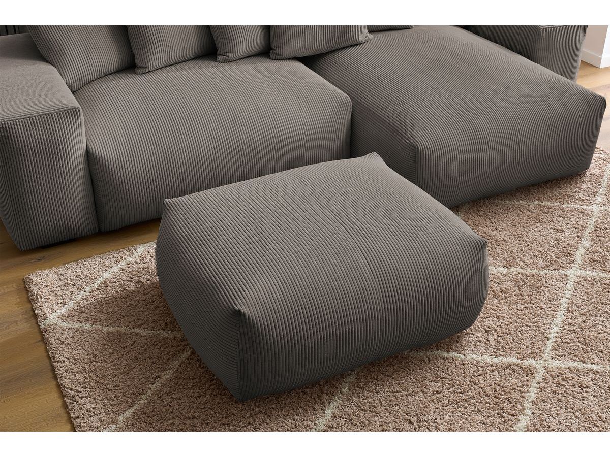 Canapé d'angle réversible convertible coffre VOLTAIRE avec pouf