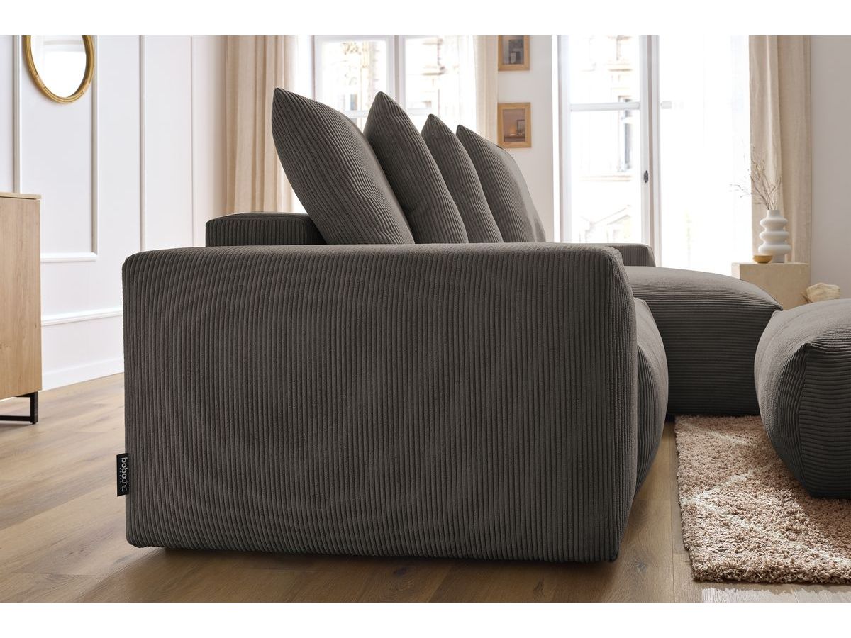 Canapé d'angle réversible convertible coffre VOLTAIRE avec pouf