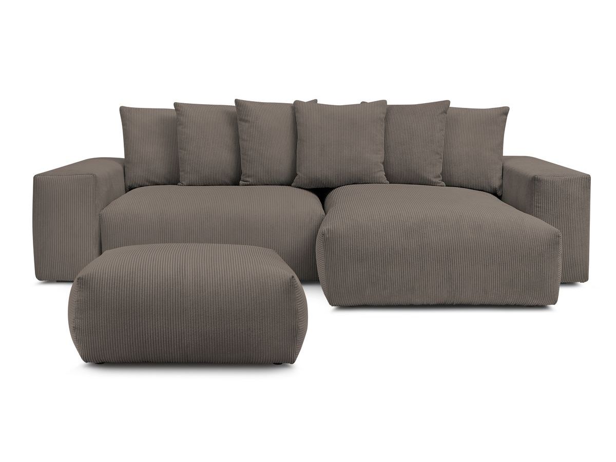 Canapé d'angle réversible convertible coffre VOLTAIRE avec pouf