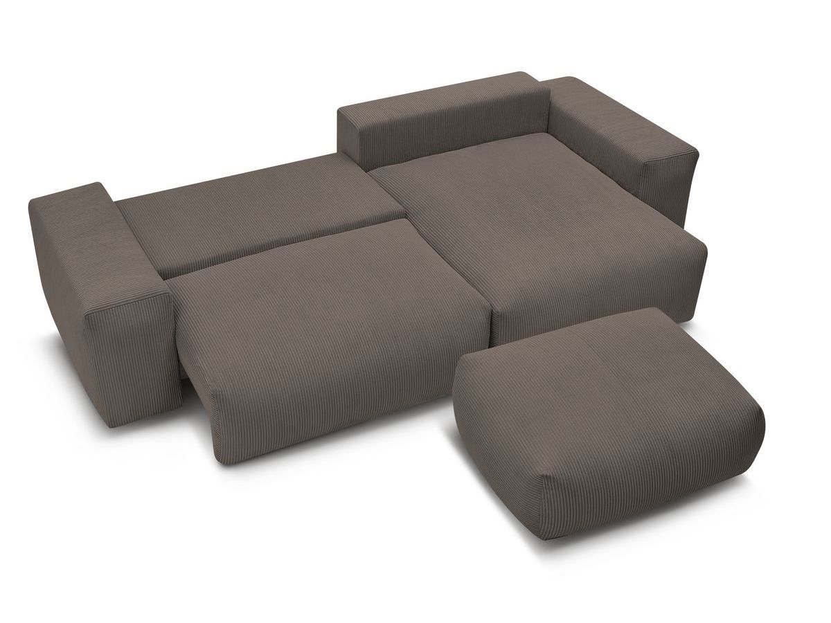 Canapé d'angle réversible convertible coffre VOLTAIRE avec pouf
