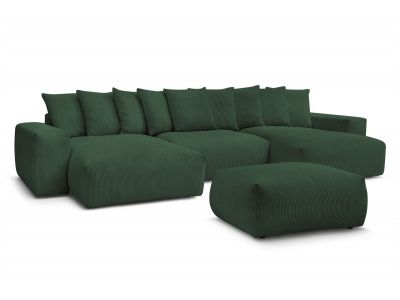 Canapé panoramique convertible coffre VOLTAIRE avec pouf