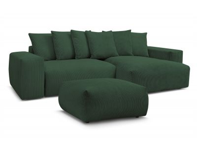 Canapé d'angle réversible convertible coffre VOLTAIRE avec pouf