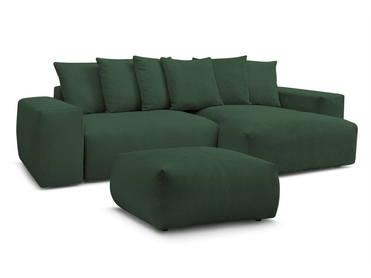 Canapé d'angle réversible convertible coffre VOLTAIRE avec pouf