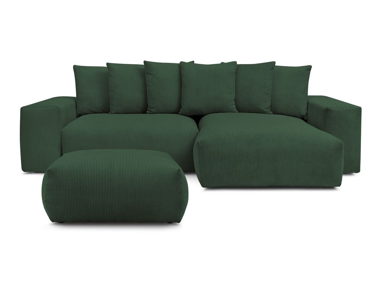 Canapé d'angle réversible convertible coffre VOLTAIRE avec pouf