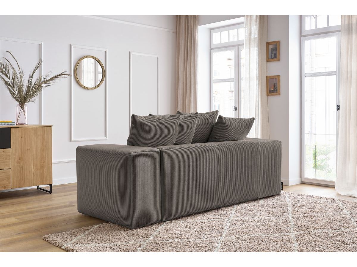 Canapé d'angle fixe EVEREST tissu chiné - Orange - Angle droit - 10 coussins