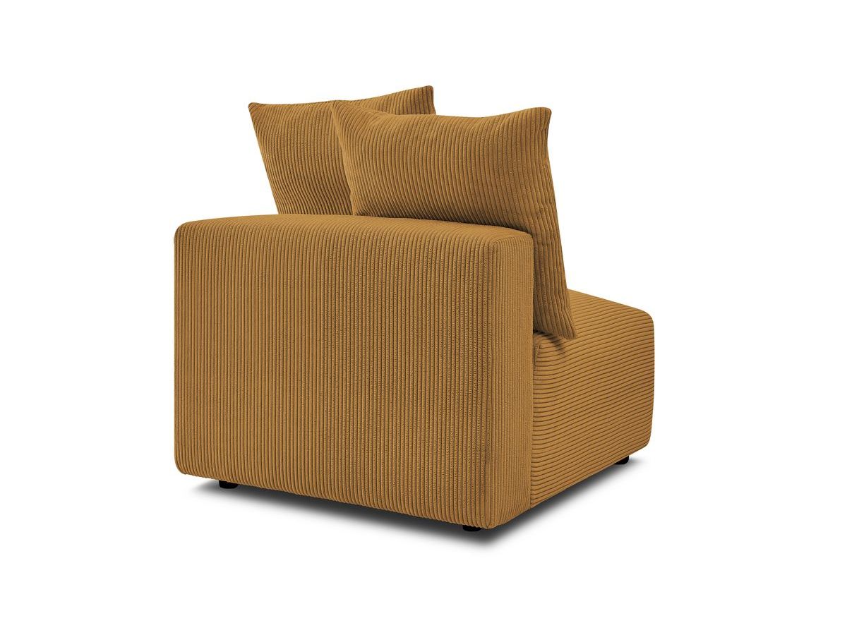 Canapé d'angle fixe EVEREST tissu chiné - Orange - Angle droit - 10 coussins
