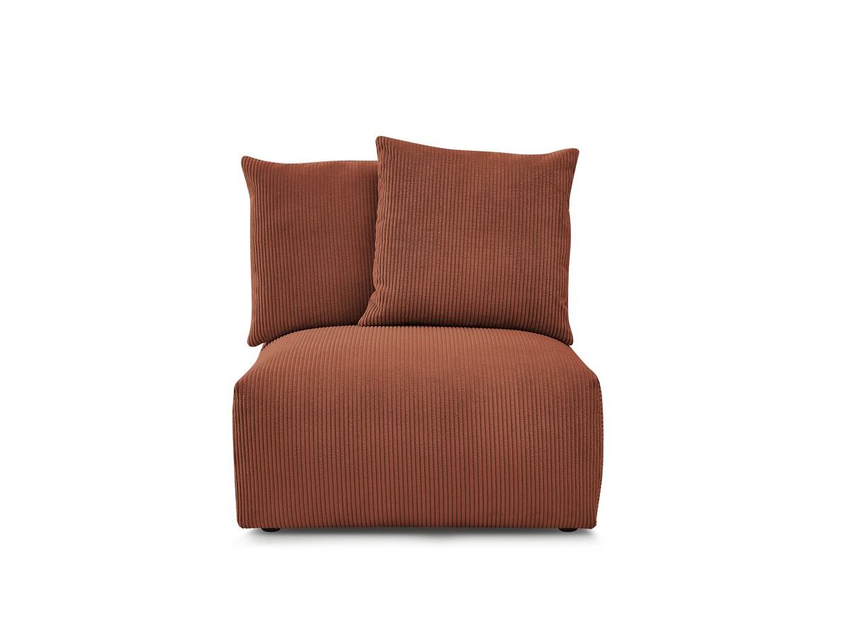 Canapé d'angle fixe EVEREST tissu chiné - Orange - Angle droit - 10 coussins