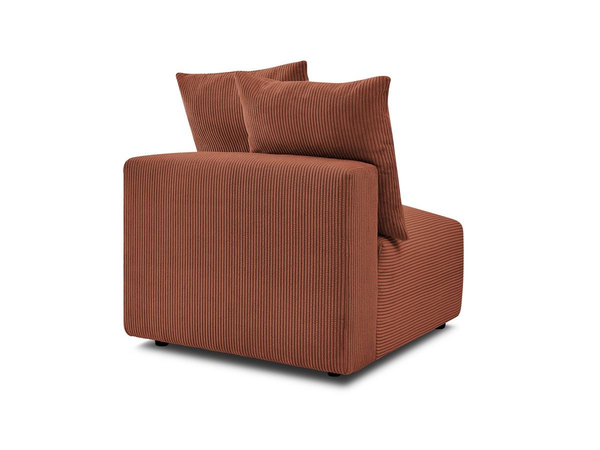 Canapé d'angle fixe EVEREST tissu chiné - Orange - Angle droit - 10 coussins