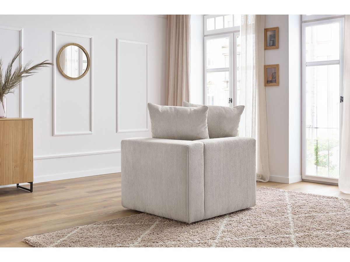 Voltaire angle pour canapé modulable 1 place velours côtelé beige angle droit - Vue supplémentaire 3