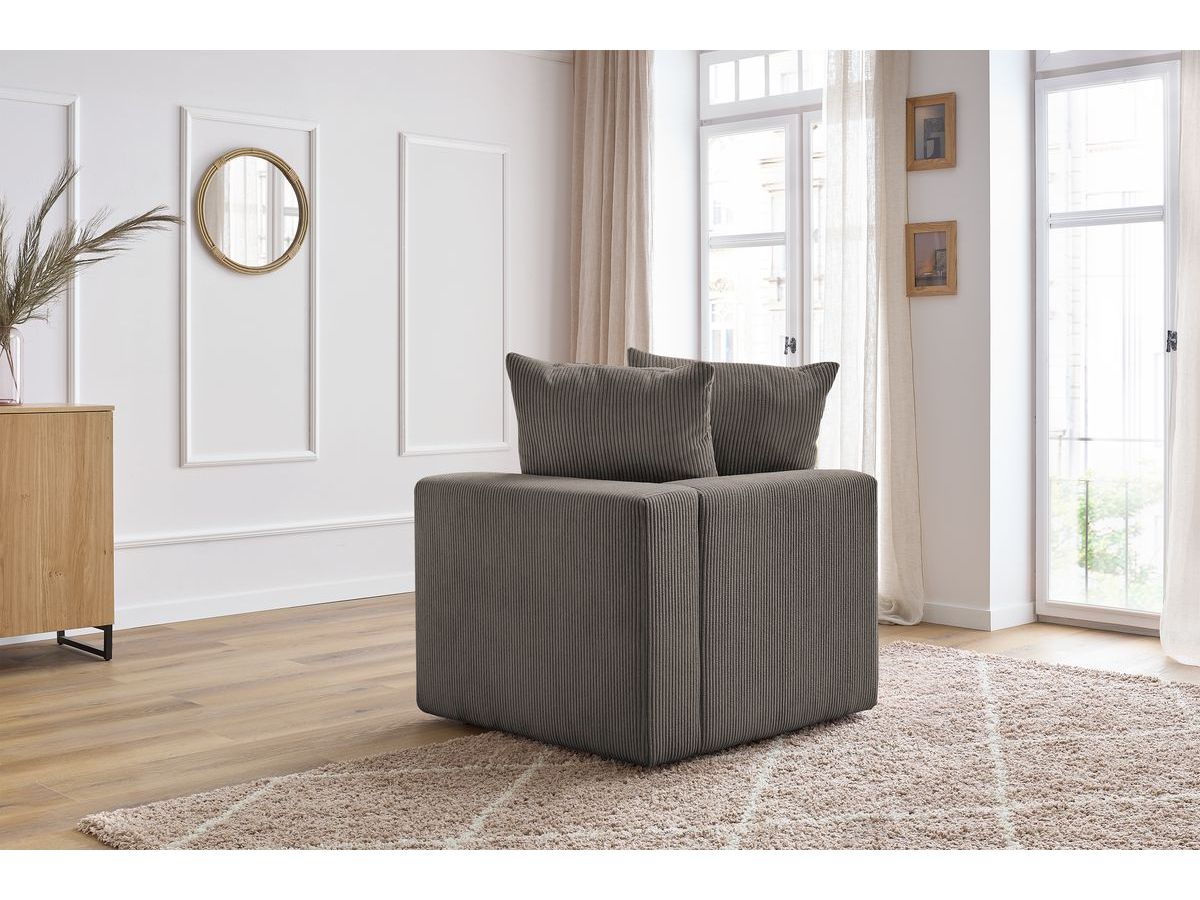 Voltaire angle pour canapé modulable 1 place velours côtelé taupe angle droit - Vue supplémentaire 3