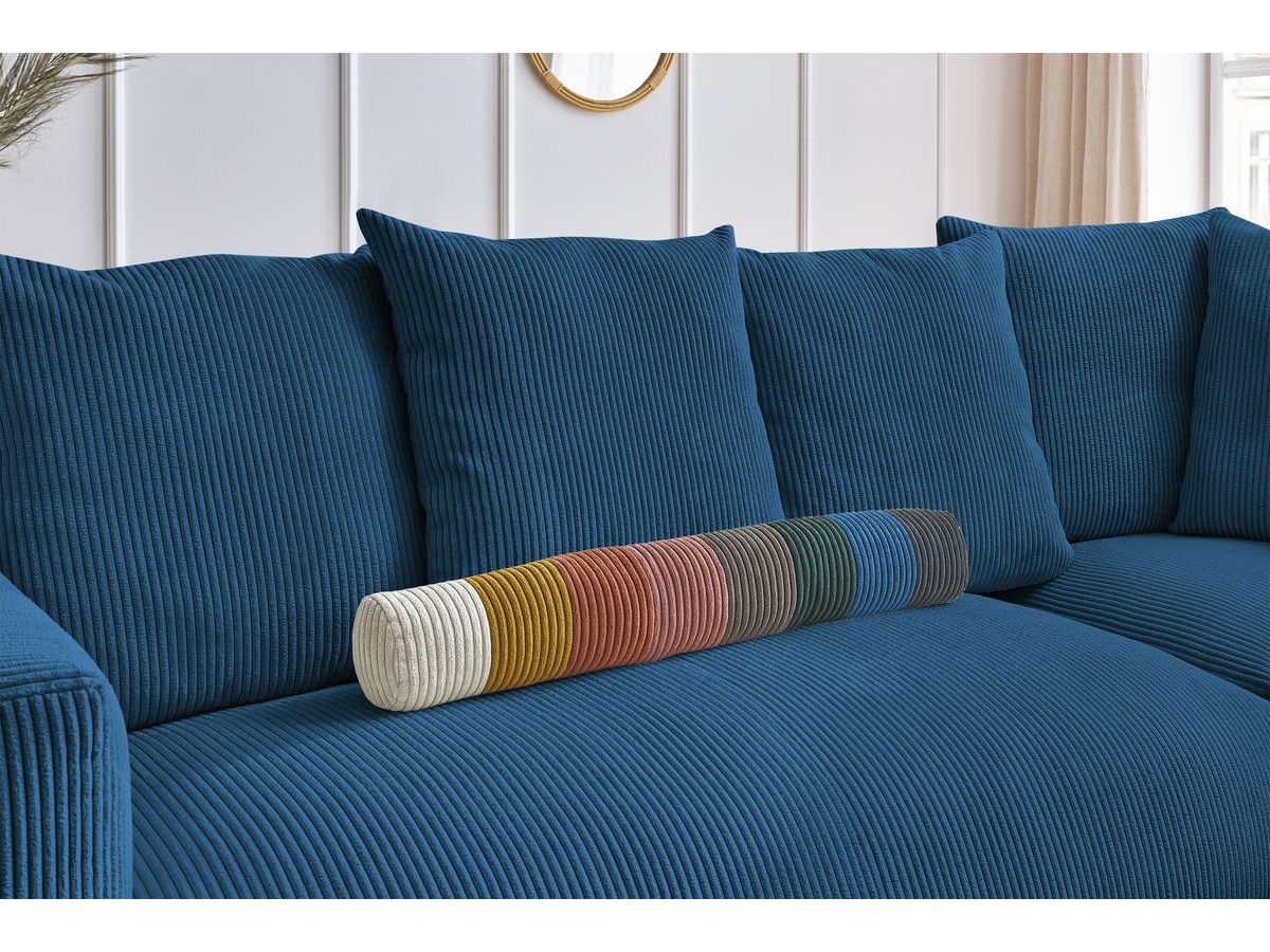 Canapé d'angle fixe EVEREST tissu chiné - Orange - Angle droit - 10 coussins