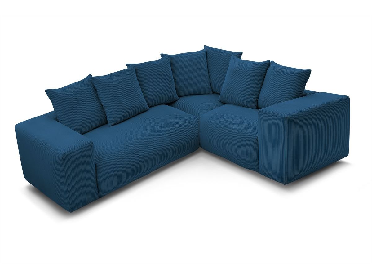 Canapé d'angle fixe EVEREST tissu chiné - Orange - Angle droit - 10 coussins