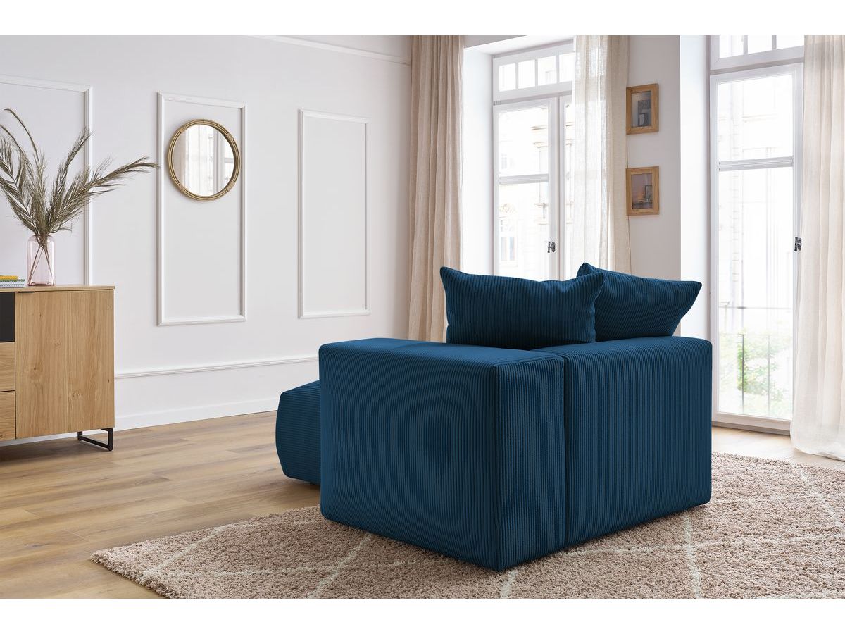 Méridienne avec accoudoir pour canapé modulable VOLTAIRE bleu foncé angle droit BOBOCHIC 1 places - Vue supplémentaire 3
