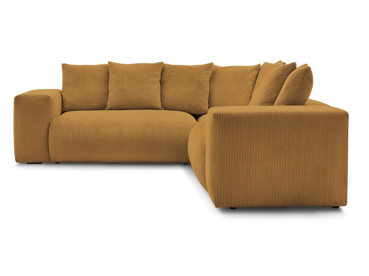 Canapé d'angle fixe EVEREST tissu chiné - Orange - Angle droit - 10 coussins