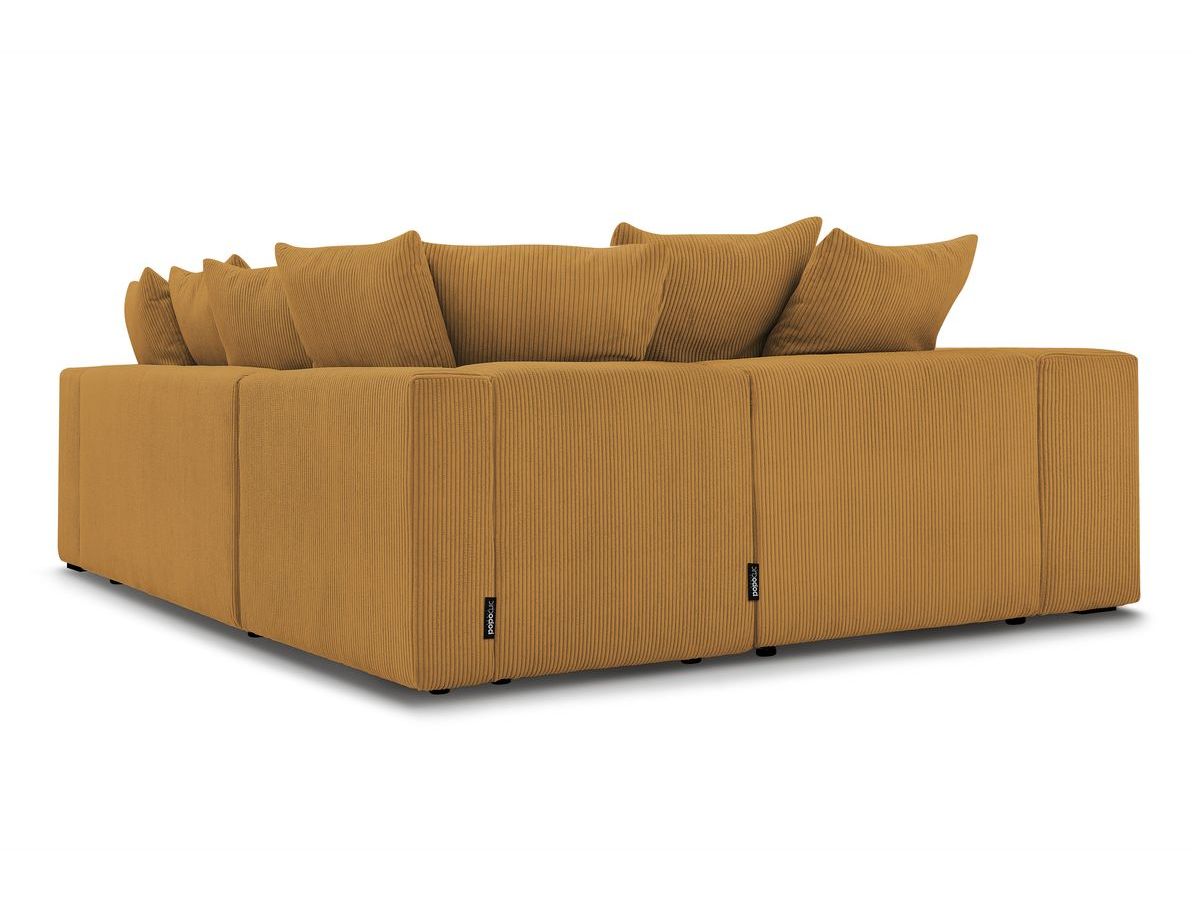 Canapé d'angle fixe EVEREST tissu chiné - Orange - Angle droit - 10 coussins