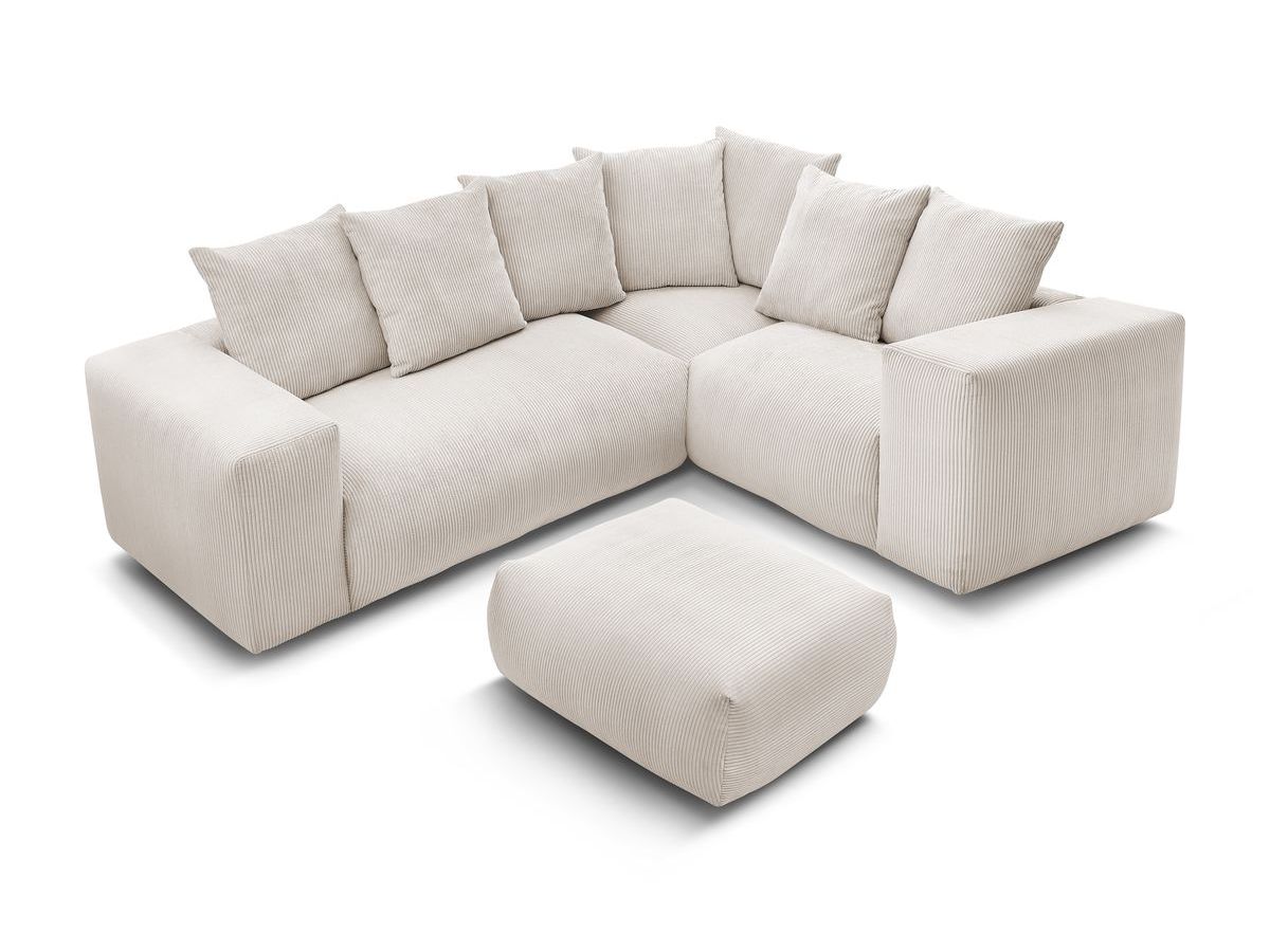VOLTAIRE modulaire vaste hoekbank met 1 2-zits fauteuil, 1 hoekbank, 1 1-zits fauteuil en 1 poef