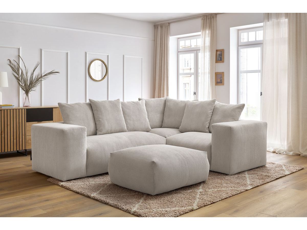 VOLTAIRE modulaire vaste hoekbank met 1 2-zits fauteuil, 1 hoekbank, 1 1-zits fauteuil en 1 poef