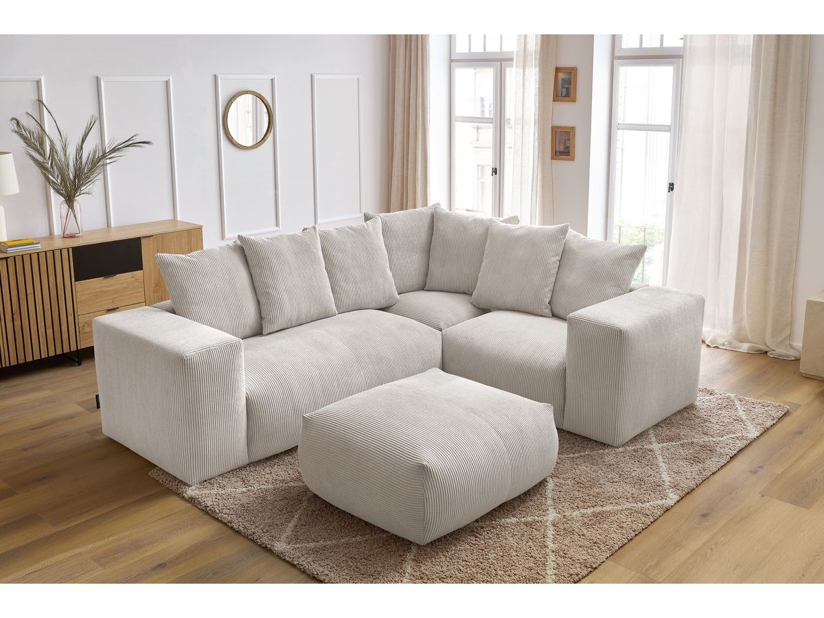 VOLTAIRE modulaire vaste hoekbank met 1 2-zits fauteuil, 1 hoekbank, 1 1-zits fauteuil en 1 poef