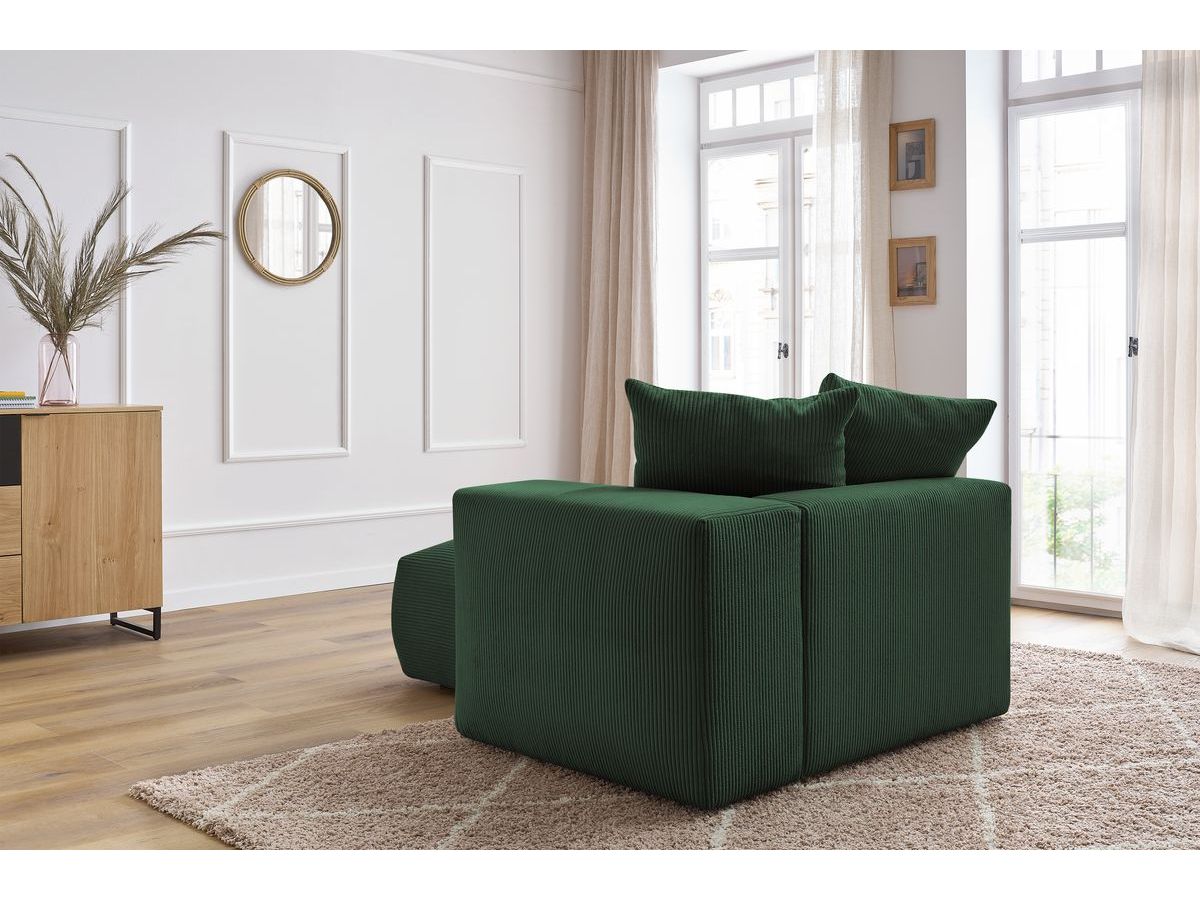 Voltaire méridienne avec accoudoir pour canapé modulable 1 place velours côtelé vert angle droit - Vue supplémentaire 3