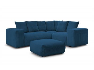 Canapé d'angle fixe modulable VOLTAIRE avec 1 chauffeuse 2 places, 1 angle, 1 chauffeuse 1 place et 1 pouf