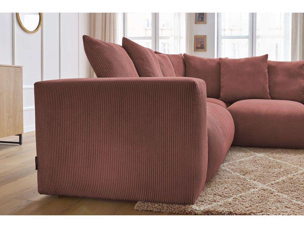 Canapé d'angle fixe modulable VOLTAIRE avec 1 chauffeuse 2 places, 1 angle et 1 chauffeuse 1 place rose angle droit BOBOCHIC 4 places - Vue supplémentaire 3