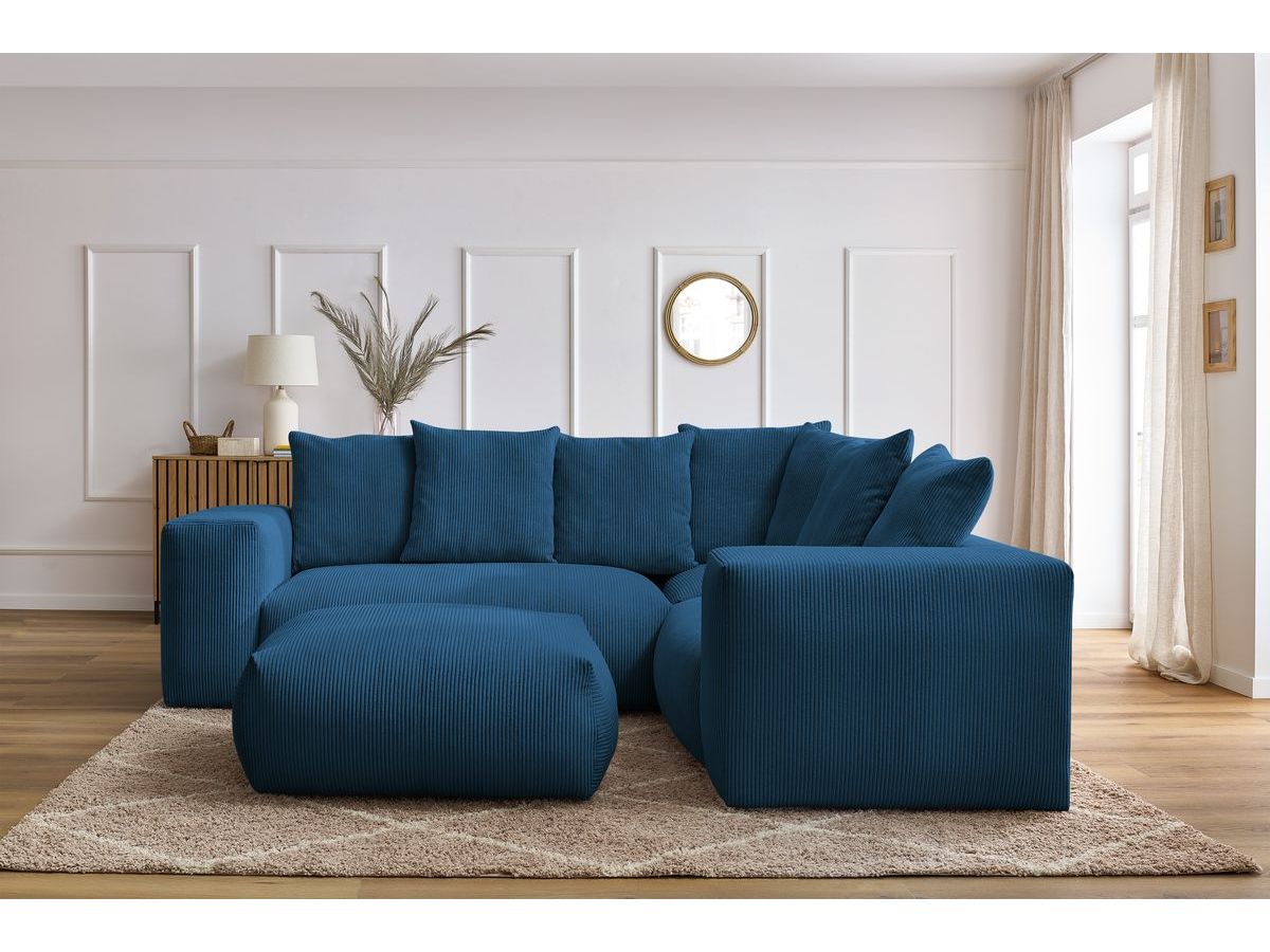 VOLTAIRE modulaire vaste hoekbank met 1 2-zits fauteuil, 1 hoekbank, 1 1-zits fauteuil en 1 poef