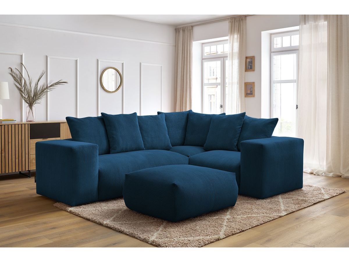 VOLTAIRE modulaire vaste hoekbank met 1 2-zits fauteuil, 1 hoekbank, 1 1-zits fauteuil en 1 poef