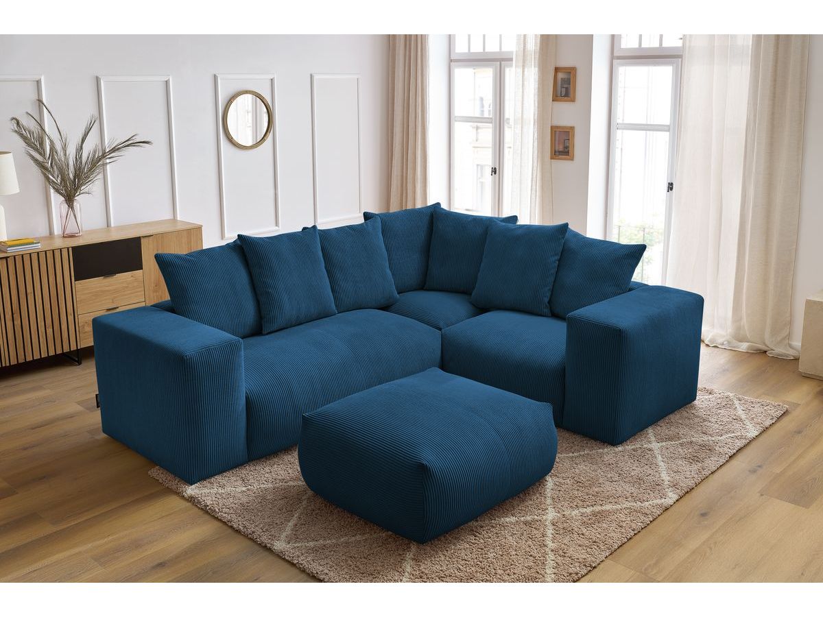 VOLTAIRE modulaire vaste hoekbank met 1 2-zits fauteuil, 1 hoekbank, 1 1-zits fauteuil en 1 poef