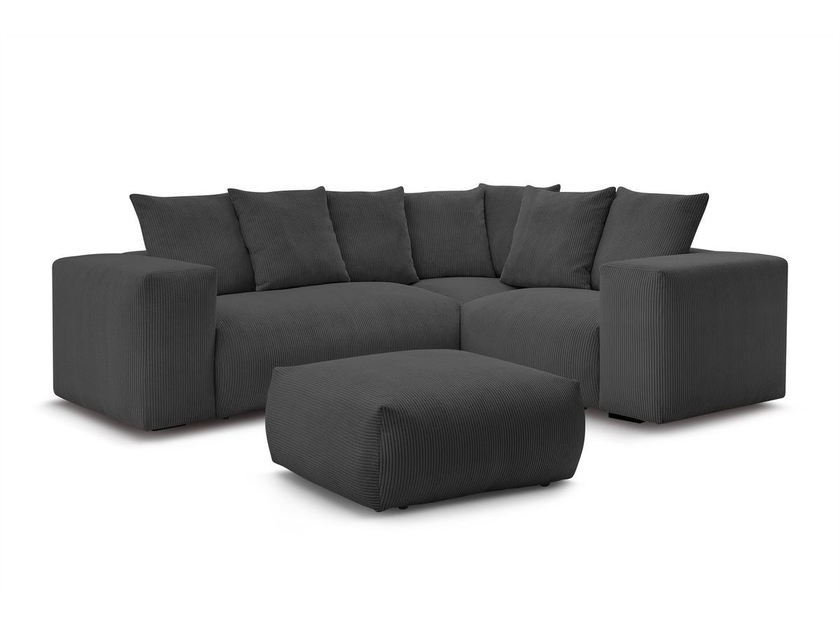 Canapé d'angle fixe modulable VOLTAIRE avec 1 chauffeuse 2 places, 1 angle, 1 chauffeuse 1 place et 1 pouf