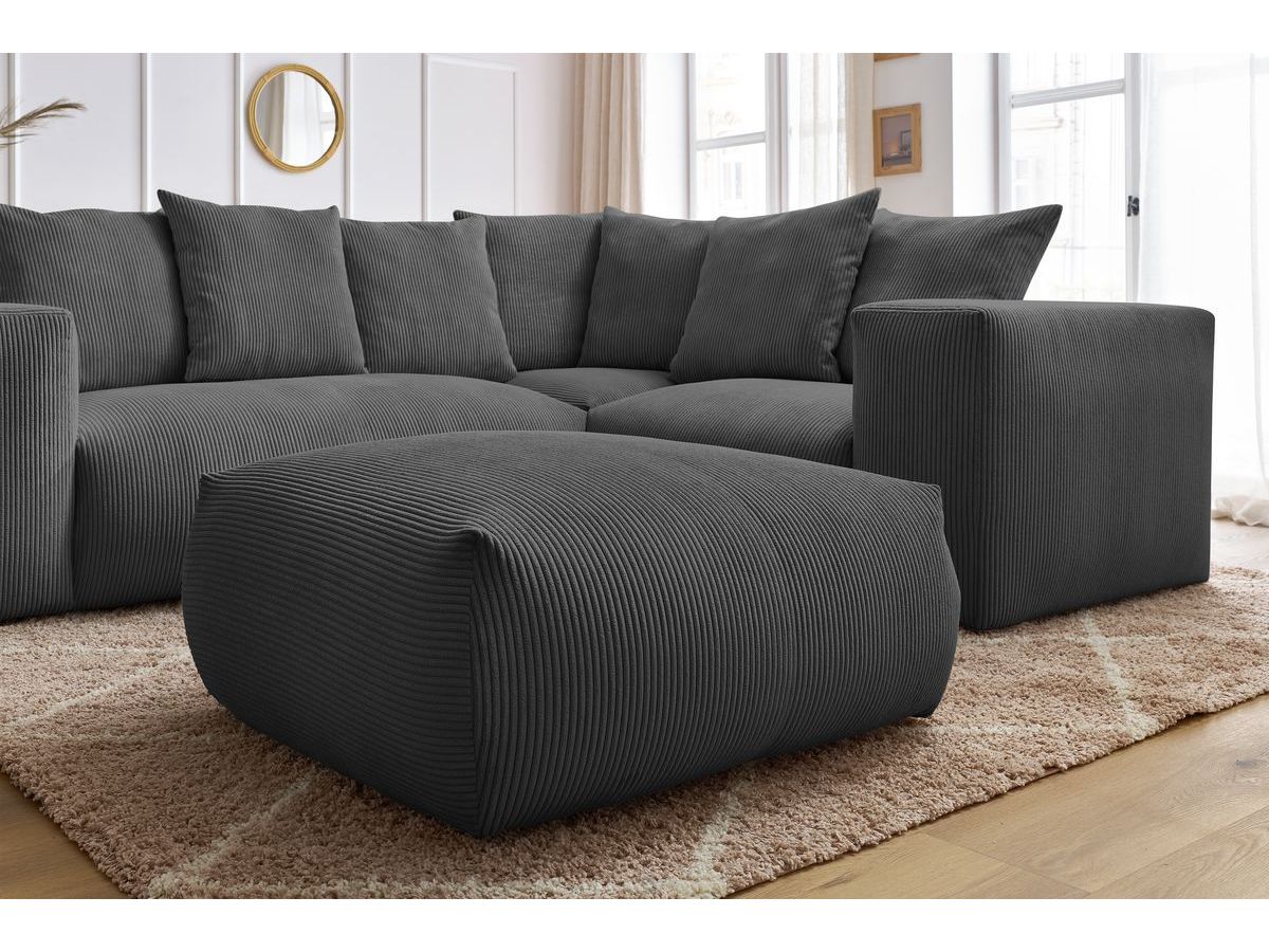 Canapé d'angle fixe modulable VOLTAIRE avec 1 chauffeuse 2 places, 1 angle, 1 chauffeuse 1 place et 1 pouf