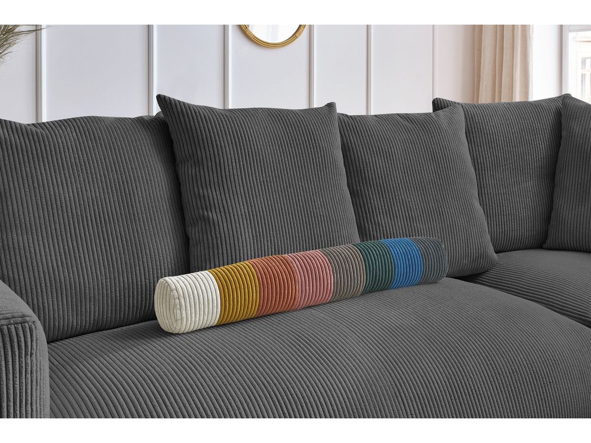 Canapé d'angle fixe modulable VOLTAIRE avec 1 chauffeuse 2 places, 1 angle, 1 chauffeuse 1 place et 1 pouf