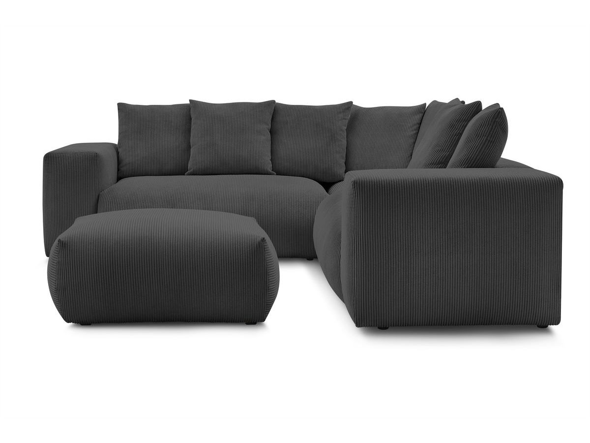 Canapé d'angle fixe modulable VOLTAIRE avec 1 chauffeuse 2 places, 1 angle, 1 chauffeuse 1 place et 1 pouf