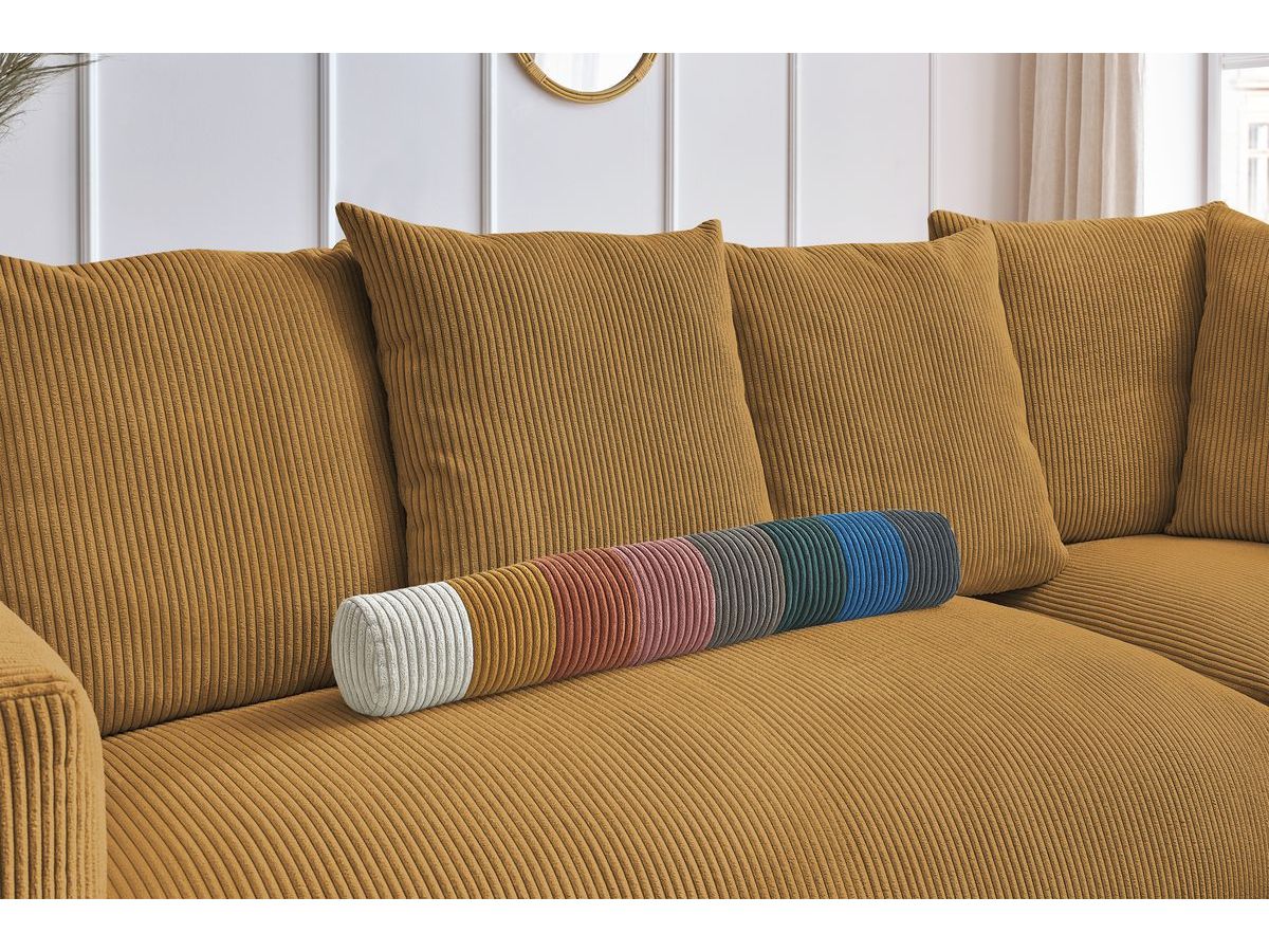 Canapé d'angle fixe modulable VOLTAIRE avec 1 chauffeuse 2 places, 1 angle, 1 chauffeuse 1 place et 1 pouf