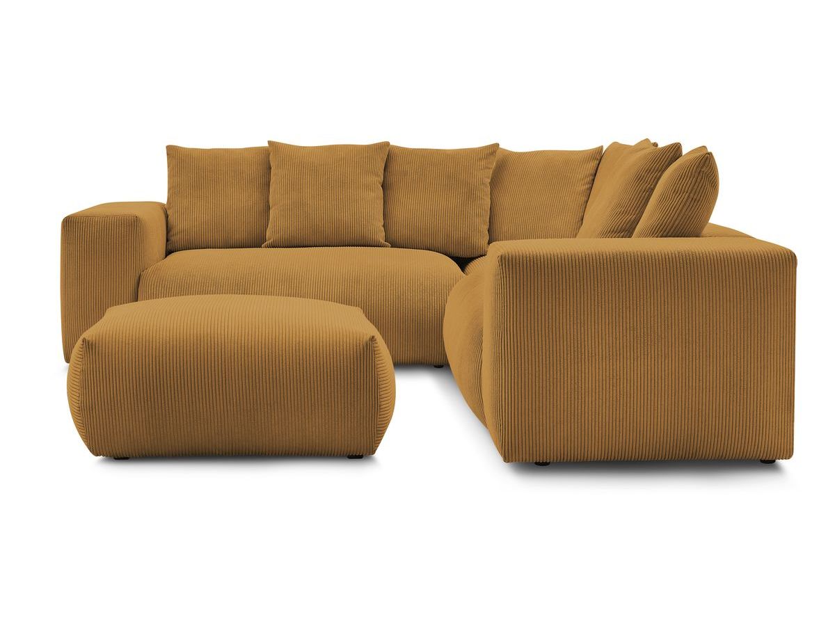 Canapé d'angle fixe modulable VOLTAIRE avec 1 chauffeuse 2 places, 1 angle, 1 chauffeuse 1 place et 1 pouf