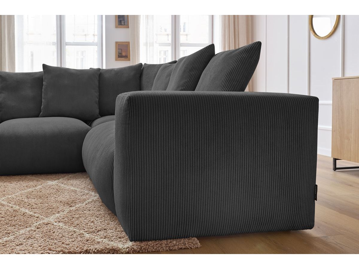 Canapé d'angle fixe modulable VOLTAIRE avec 1 chauffeuse 2 places, 1 angle et 1 chauffeuse 1 place gris foncé angle gauche BOBOCHIC 4 places - Vue supplémentaire 3