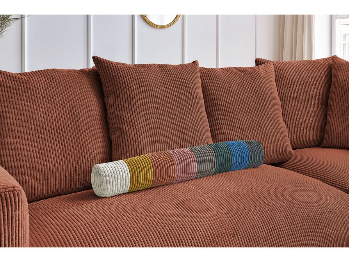 Canapé d'angle fixe modulable VOLTAIRE avec 1 chauffeuse 2 places, 1 angle, 1 chauffeuse 1 place et 1 pouf