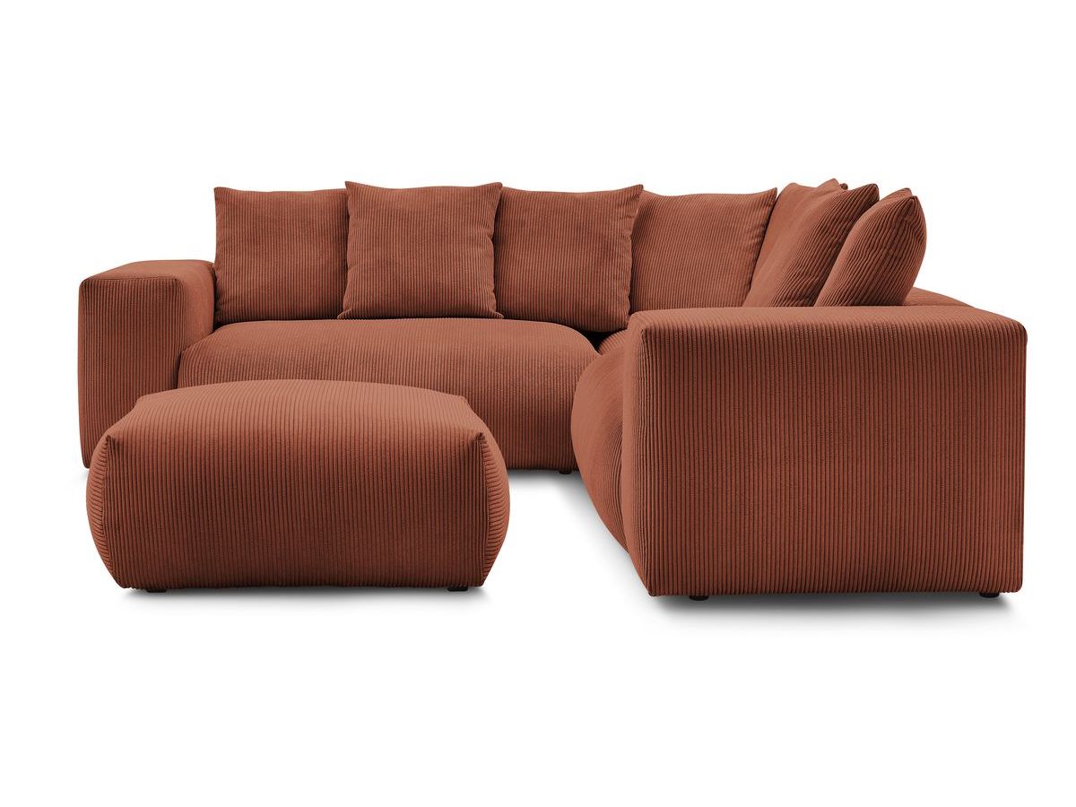 Canapé d'angle fixe modulable VOLTAIRE avec 1 chauffeuse 2 places, 1 angle, 1 chauffeuse 1 place et 1 pouf