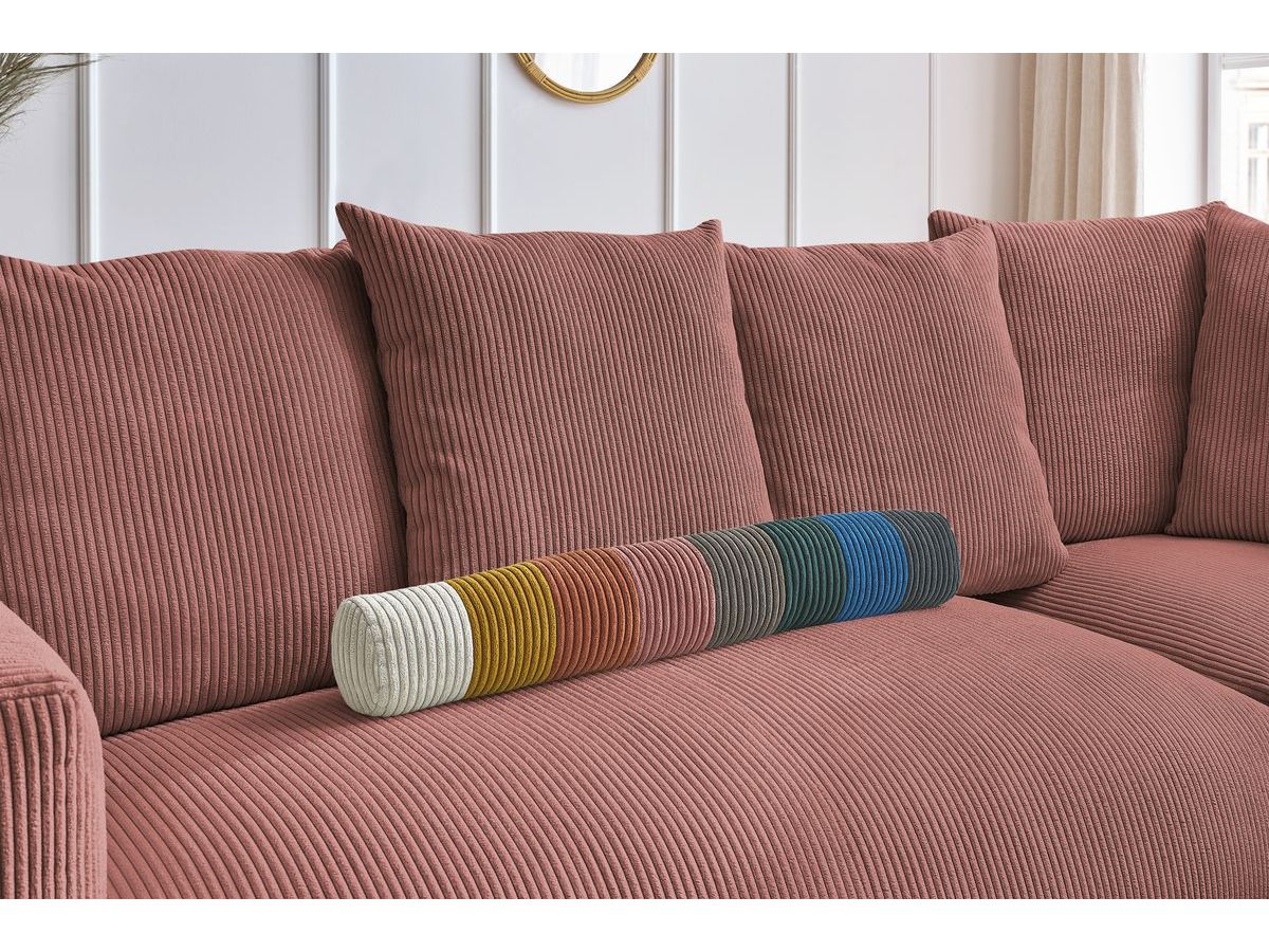 Canapé d'angle fixe modulable VOLTAIRE avec 1 chauffeuse 2 places, 1 angle, 1 chauffeuse 1 place et 1 pouf