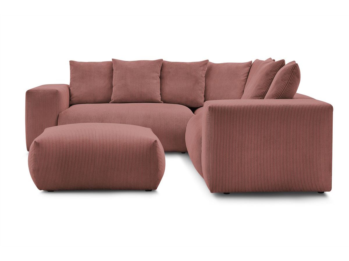 Canapé d'angle fixe modulable VOLTAIRE avec 1 chauffeuse 2 places, 1 angle, 1 chauffeuse 1 place et 1 pouf
