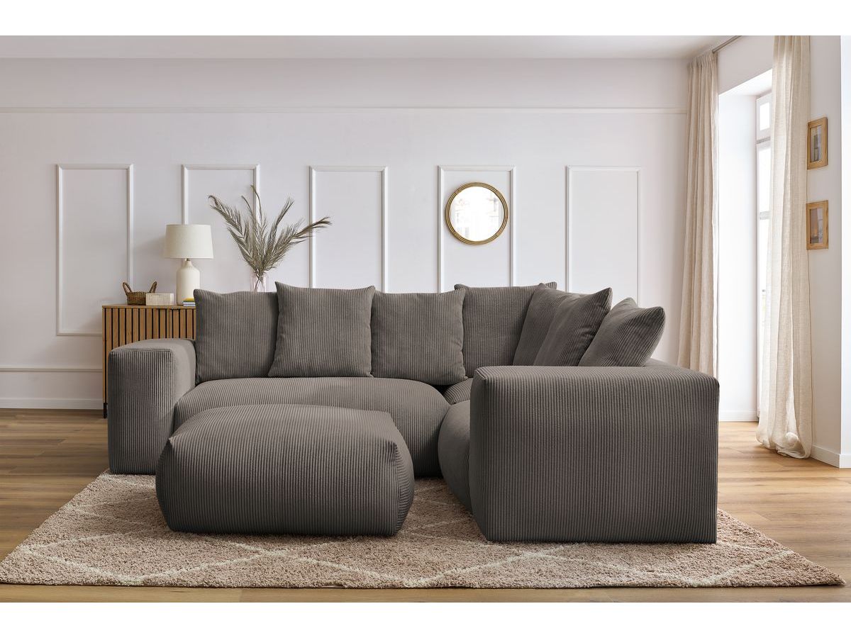 VOLTAIRE modulaire vaste hoekbank met 1 2-zits fauteuil, 1 hoekbank, 1 1-zits fauteuil en 1 poef