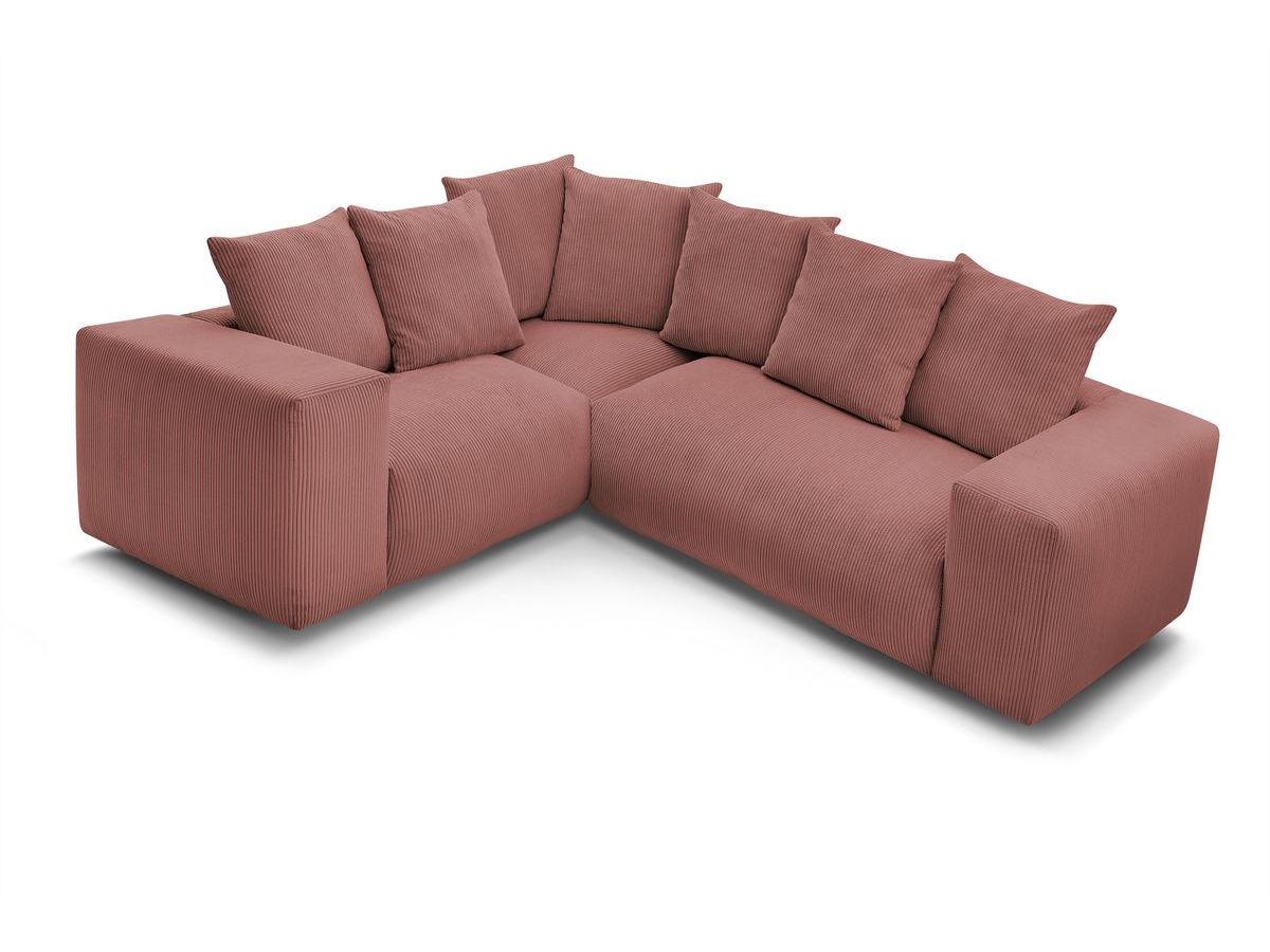 Canapé d'angle fixe EVEREST tissu chiné - Orange - Angle droit - 10 coussins