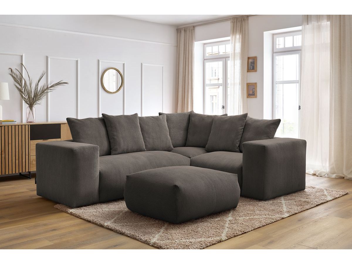 VOLTAIRE modulaire vaste hoekbank met 1 2-zits fauteuil, 1 hoekbank, 1 1-zits fauteuil en 1 poef