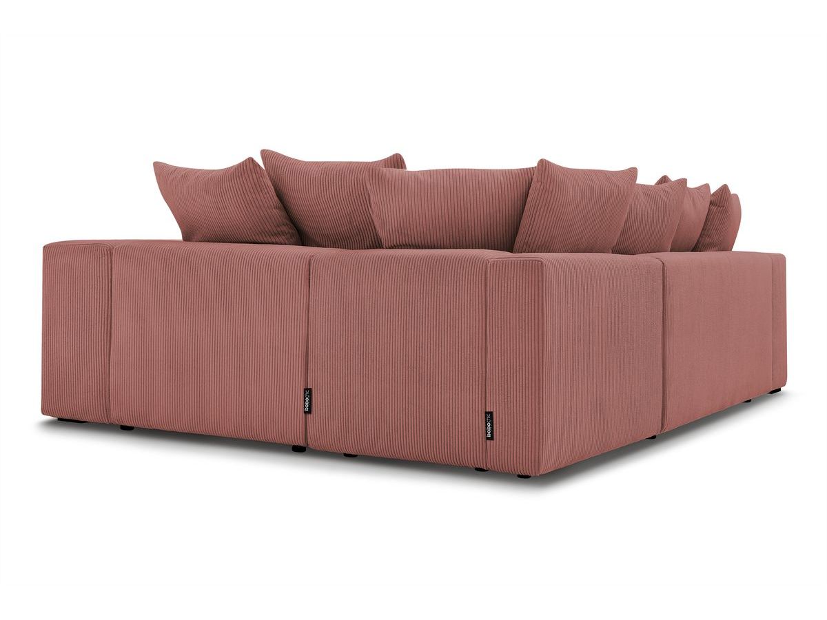 Canapé d'angle fixe EVEREST tissu chiné - Orange - Angle droit - 10 coussins