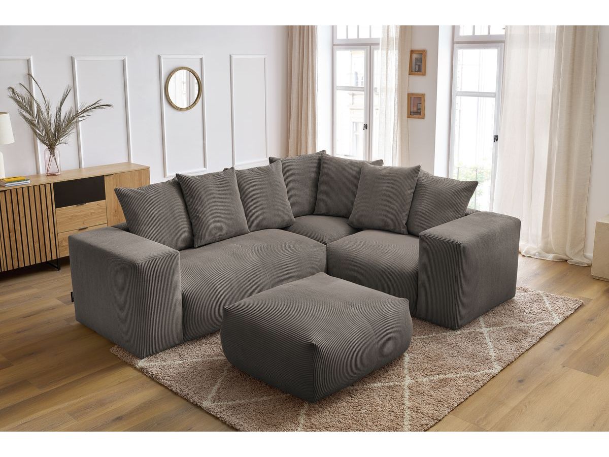 VOLTAIRE modulaire vaste hoekbank met 1 2-zits fauteuil, 1 hoekbank, 1 1-zits fauteuil en 1 poef