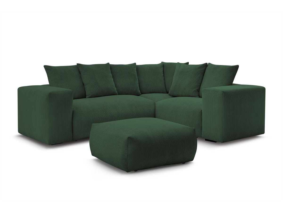 Canapé d'angle fixe modulable VOLTAIRE avec 1 chauffeuse 2 places, 1 angle, 1 chauffeuse 1 place et 1 pouf