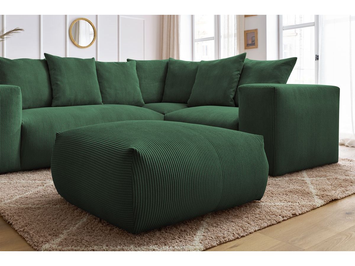 Canapé d'angle fixe modulable VOLTAIRE avec 1 chauffeuse 2 places, 1 angle, 1 chauffeuse 1 place et 1 pouf
